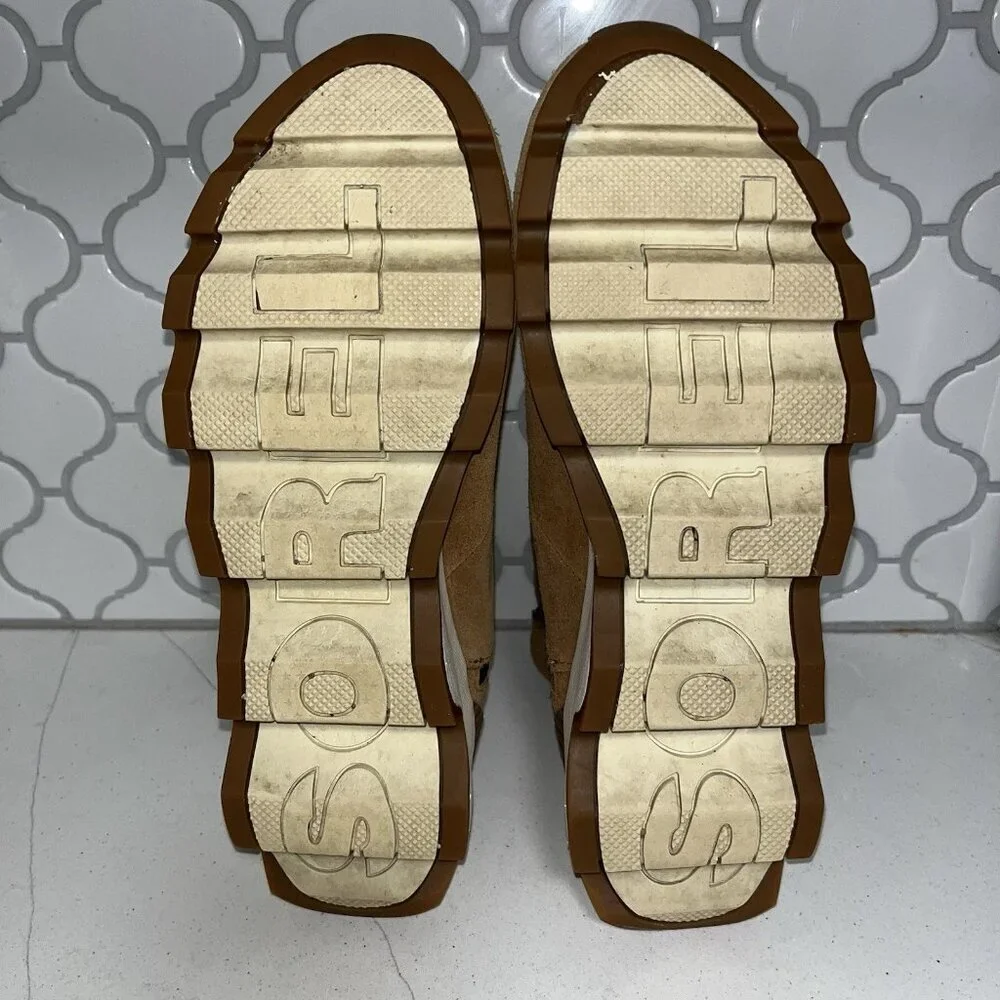 Sorel Slouch Kinetic Ankle Boot Comfort Casual Snow Camel Sherpa Women’s Sz 10